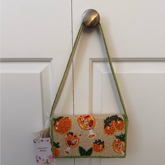 Handcrafted in India Beaded Bag Aperol Spritz Orange Cocktail - Picture 3 of 7